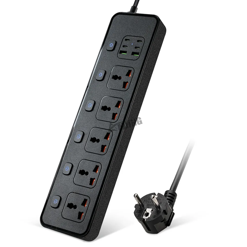 UK/US/EU plug 5 outlets universal standard socket with independent switch 2M wire 13A 250V 3250W power strip extension