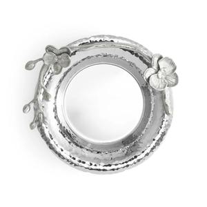 Sous-verre de luxe en métal argenté avec accent floral, idéal pour les bars et les tables de haute couture - Product Image 1