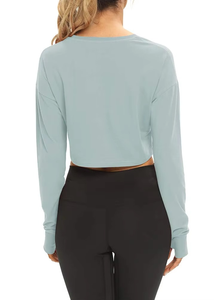 Femmes décontracté hiver haut court respirant tricoté Anti-rétrécissement Anti-boulochage broderie imprimé solide teint avant Streetwear court - Product Image 5