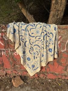 Boho Hand Embroidered Suzani Quilt – Decorative Cotton <b>Bed</b> <b>Cover</b> with Colorful Floral Patterns and Traditional Needlework - Product Image 5