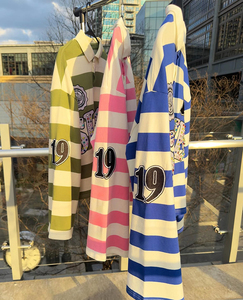 Chemise en tricot surdimensionnée pour homme, style streetwear vintage, respirante, écologique, à séchage rapide, avec rivets et strass brodés, taille plus - Product Image 2