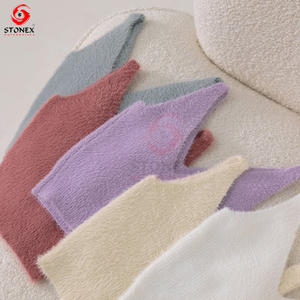 2023 Fuzzy Knit V Neck <b>Top</b> Fashionable <b>Crop</b> <b>Top</b> for Ladies Wholesale Shirt for Female High Quality Stretchable Tank <b>Top</b> - Product Image 5