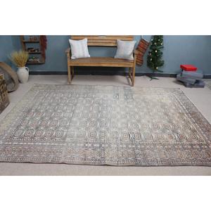 Alfombra vintage, alfombra turca grande de 6.3x9.3 pies, alfombra de lana azul con lunares - Product Image 2