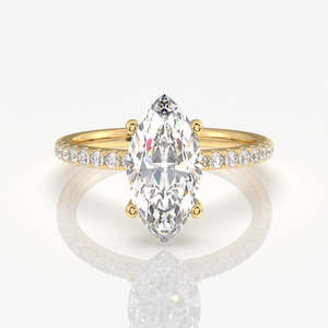 Marquise Cut Lab Grown Diamond <b>Set</b> in 18K <b>Gold</b> Pave <b>Ring</b> - Product Image 1