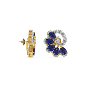 Luxury Blue Sapphire <b>Crystal</b> <b>Earrings</b> for Women Gold Plated Diamond Floral <b>Stud</b> <b>Earrings</b> Bridal Wedding Party Jewelry - Product Image 3