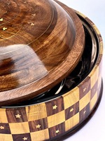 Boîte à chapati/roti en bois faite à la main avec couvercle rabattable, accessoires cuillère, préservation de la fraîcheur, design moderne pour cadeaux et cuisine