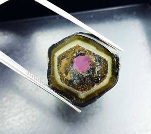 Rebanada de piedras preciosas Turmalina sandía Natural 21,50*23,50 MM 13 CT IGI certificado para la fabricación de joyas - Product Image 6