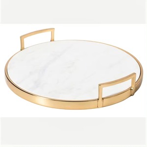 Customizable Black <b>Marble</b> Rectangular Serving <b>Tray</b> Brass Plated Gold Iron Handle VISHAL HANDIOCRAFT Brand OEM/ODM Accepted Made - Product Image 1