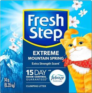 Febreze Fresh Step Extreme Litière agglomérante pour chat 14 lb Mountain Spring Scent Flushable Odor Control pour le nettoyage et le bain des animaux de compagnie - Product Image 4