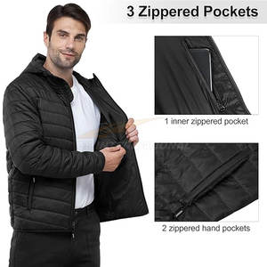 Chaqueta acolchada con capucha para hombre directa de fábrica, chaqueta ligera y cálida con tela repelente al agua, proveedor a granel OEM para Otoño e Invierno - Product Image 3