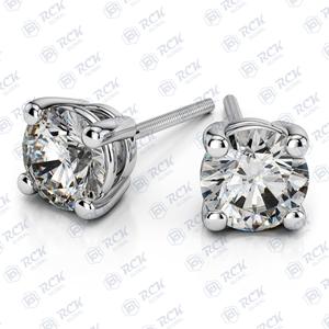 2.10 TCW Round Cut Stud Moissanite Boucles d'oreilles pour femmes/Anniversaire Cadeau Bijoux pour elle Diamant Goujons - Product Image 3