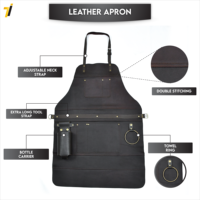 Tablier en cuir bon marché avec logo personnalisé chef BBQ charpentier cuisine barista avec anneau de serviette et porte-bouteille réglable facile à nettoyer