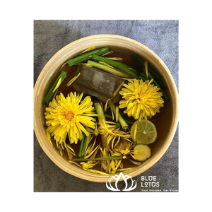 อ่างน้ำไม้ไผ่ทรงเวียดนามสำหรับใช้ในสปา/ร้านสำหรับนวดเท้าดอกบัวสีน้ำเงิน - Product Image 1