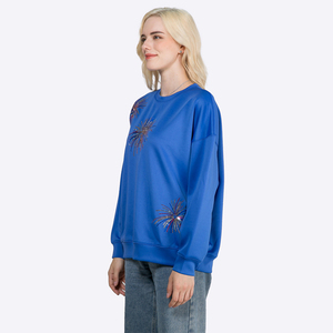 Suéteres personalizados de otoño para mujer, suéter de cuello redondo con lentejuelas bordadas con capa de aire, sudadera informal para mujer - Product Image 2