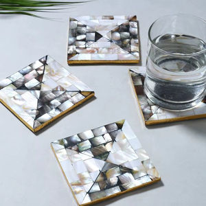 Posavasos de Nácar de Alta Calidad y Gran Demanda, en Caja de Regalo, para Regalo de Inauguración de Casa Personalizado, Posavasos de Nácar para Café - Product Image 1