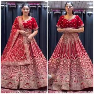 Đầm Lehenga <span class=keywords><strong>Choli</strong></span> thêu truyền thống, sẵn sàng giao hàng, quyến rũ, trang phục cưới dành cho nữ - Product Image 3