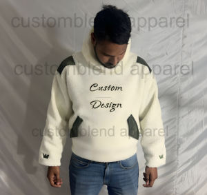 Sweat à capuche pour homme, coupe régulière, style vintage, patchwork brodé, motif ninja masqué, épaules tombantes, grammage lourd, vente en gros OEM personnalisée, collection 2025 - Product Image 3