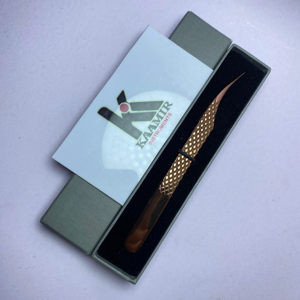 Pince à épiler d'extension de cils à isolation droite en or rose à vendre à chaud en acier inoxydable avec Nano Grip Prix compétitif - Product Image 1