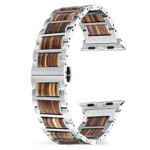 Correa de Lujo de Madera de Koa y Acero Inoxidable para Reloj <span class=keywords><strong>Apple</strong></span> IWatch Series Ultra <span class=keywords><strong>3</strong></span> 1-11 <span class=keywords><strong>38</strong></span>/40/41/42/44/45/46/49mm - Product Image 4
