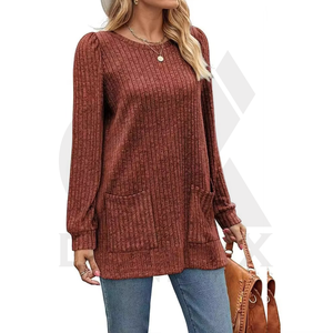 Camiseta de Manga Larga para Mujer, Holgada, Informal, con Bolsillos, Diseño de Adhesivo Personalizado, Logotipo en Color - Product Image 4