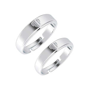 NOVAMART Fine <b>Men's</b> Rhodium-Plated Rhodium-Rhodium Plated 925 Sterling Silver Zircon Inlay <b>Ring</b>-<b>Set</b> of 2 Wholesale Export - Product Image 1