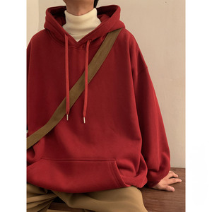 Spring New Solid Color <b>Hoodie</b> Men's Casual Loose Fit <b>Couple</b> Sweatshirt - Product Image 1