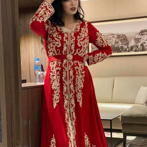 Robe de soirée CAFTAN éblouissante et époustouflante avec embellissement de belles perles de cristal, pierre de verre et DABKA pour le travail de fête @ 2022 - Product Image 1