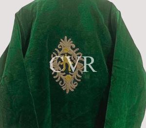 เสื้อโค้ทกำมะหยี่สีเขียวปักลาย ปกคอพับ แขนยาว สไตล์วินเทจ สำหรับผู้ใหญ่ ใส่ได้ในฤดูใบไม้ร่วง - Product Image 4