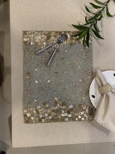 Winter Special Solidarity Impex Gold Silver Jeweled Shaped Hand Beaded <b>Placemat</b> Festive Mats & Pads for Weddings Dining Parties - Product Image 2