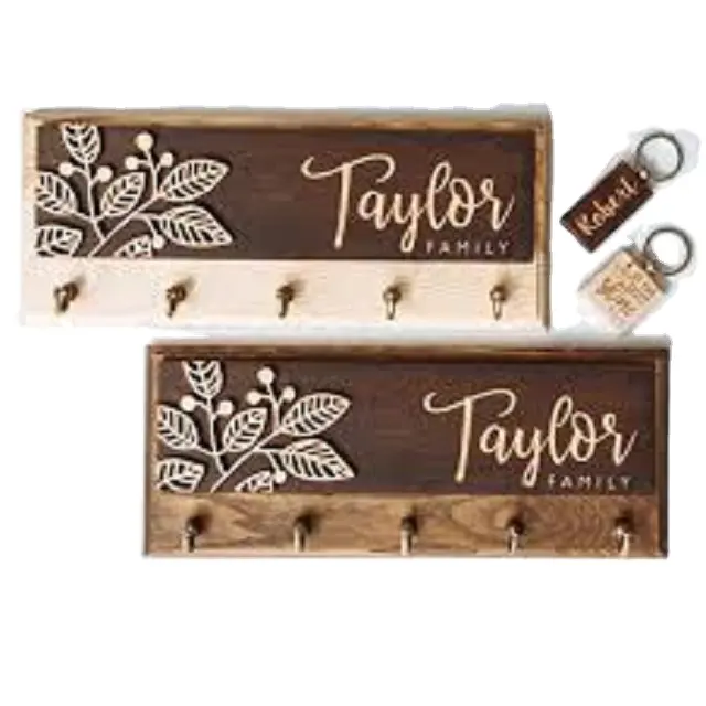 Cheap Vintage Indian Wooden Decorative Key Mail Holder For Wall with Shelf And 10 Key Hooks Wall Mo