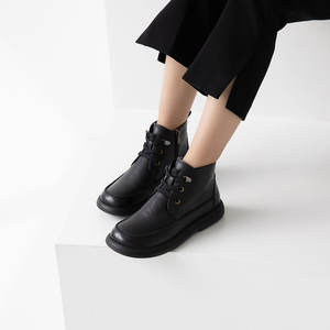 [JSHOE] Botines Londie con cordones de estilo de fin de semana en cuero genuino con botas con forro polar para mujer - Product Image 5