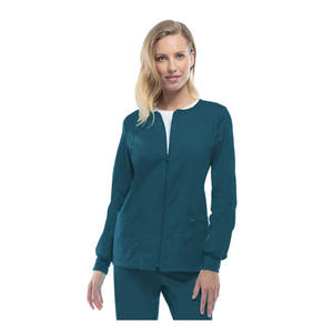 Chaqueta de calentamiento de enfermería atlética delgada para mujer con cremallera traje de uniforme exfoliante elástico para uso hospitalario temporada de verano - Product Image 2