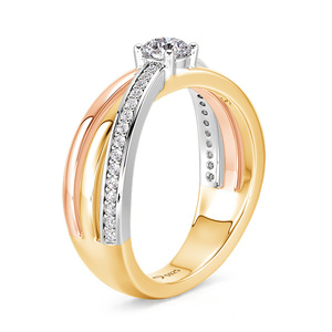 Jeulia Handmade Platinum-Plated 10K Gold Diamond Crossover Wedding <b>Ring</b> for Women - Product Image 3