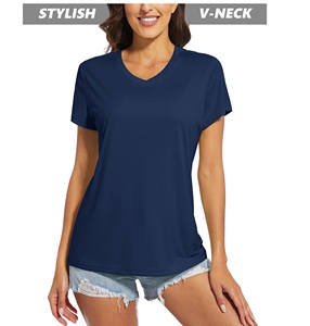 เสื้อยืดคอวีสำหรับผู้หญิงเสื้อยืดผ้าฝ้ายแขนสั้นพิมพ์ลายตามสั่งพิมพ์ลายได้180แบบลำลอง - Product Image 4