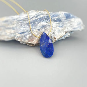 Piedra preciosa de lapislázuli, joyería delicada, impresionante piedra preciosa Natural, collar de joyería de plata fina, collar de cadena de Plata de Ley 925 - Product Image 1