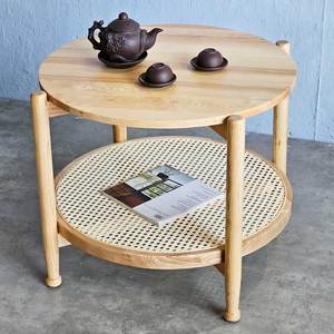 High-<b>End</b> Scandinavian Modern Oak Wood Coffee <b>Table</b> with Marble Top Solid <b>End</b> <b>Table</b> for Living Room or Dining TT68246 - Product Image 3