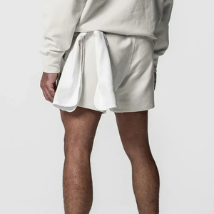 2023 hommes couleur unie short de sport décontracté survêtement vêtements de sport avec poche à glissière cordon respirant Service OEM - Product Image 4