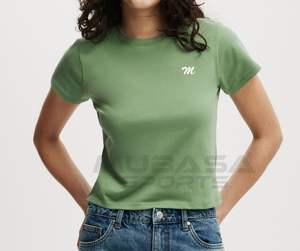 Women's Customized Logo Printed Short Sleeve Terry Cotton T-Shirt O-Neck Anti-Pilling; Canvas Blank Plain T-Shirt for Summer - Product Image 5