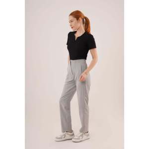 Pantalones Grises de Mujer Lustrin con Doble Pliegue - Pantalones Casuales al por Mayor para Damas, Mezcla de Poliéster, Poliviscosa y Elastano - Product Image 4