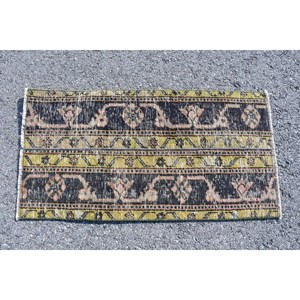 Tapis traditionnel en laine noire et jaune 1.7x3,2 pieds Tapis rectangulaires turcs classiques avec support en latex pour décorations de salon - Product Image 4