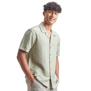 Nouvelle arrivée Chemise décontractée à manches courtes pour homme en vert clair avec col marin 100% coton popeline respirant pour l'été - Product Image 2