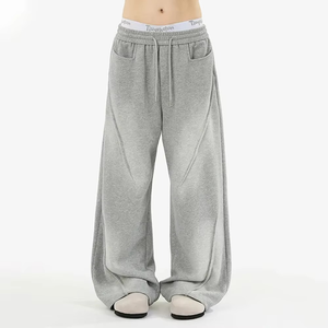 2025 100% algodón holgado pierna recta ropa de calle personalizada logotipo serigrafiado pantalones lavados con ácido para hombres - Product Image 2