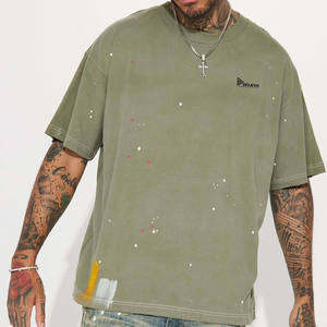 เสื้อยืดเจอร์ซีย์ผ้าฝ้ายย้อมสีแบบแอซิดวอช ทรงโอเวอร์ไซส์ สไตล์สตรีทแวร์ ทรงหลวม ผ้าฝ้าย 100% ไม่หด น้ำหนัก 300 กรัม - Product Image 1