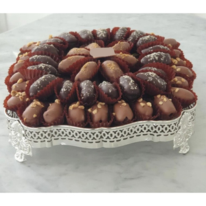 Bandeja de Chocolate de Metal hecha a mano con elegantes detalles dorados, bandeja para servir dulces, exhibición decorativa moderna de postres para bodas - Product Image 5