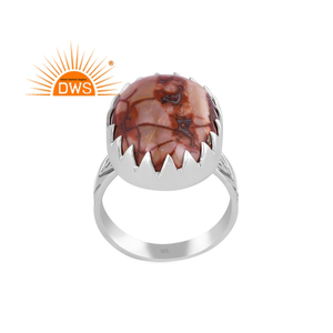 แหวนพลอยแจสเปอร์ธรรมชาติสีเงินสเตอร์ลิงออกซิไดซ์สีเงินผู้ผลิต - Product Image 1