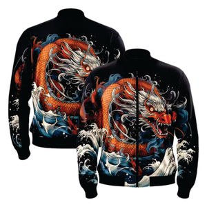 เสื้อแจ็กเก็ตบอมเบอร์ผ้าซาตินสำหรับผู้ชายเสื้อแจ็กเก็ตเบสบอลผ้าซาตินสีเขียวพิมพ์ลายโลโก้ตามสั่ง - Product Image 3