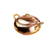 Casserole de 33 cm de diamètre avec couvercle, en acier inoxydable écologique, plaqué or de haute qualité, design bohème, finition polie
