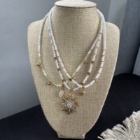 Collier personnalisé superposé en pierres naturelles plaqué or, perles, chaîne en acier inoxydable, pendentif en pierres précieuses, style bohème, pour boutiques