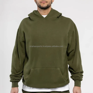 Custom Logo Heavyweight Oversize Pullover <b>Hoodie</b> for <b>Men</b> XL <b>Fleece</b> Material Embossed Printing Drop Shoulder Hooded Sweatshirt - Product Image 5