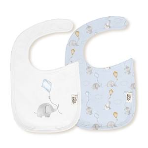 BIB Velcro (Paquete de 2 Unidades) 20X30 Mod. Elefante Cometa para Bebés de 0 a 12 Meses, Material de Algodón, Color Azul - Product Image 1